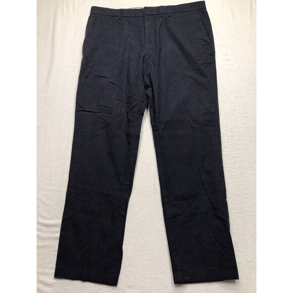 J CREW Thompson Pants Men 35x32 (36x29 actual) Navy Tapered Leg Chino Cotton - Picture 1 of 16